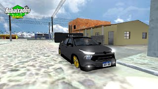 Carros rebaixados lite Fiat touro preto fosco com rodas dourada com paredão de som screenshot 5