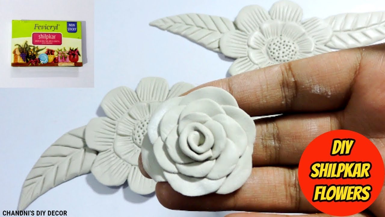 How To Make Shilpkar Clay Flowers Without Any Tool  DIY Air Dry Clay Flowers  Shilpkar Rose 