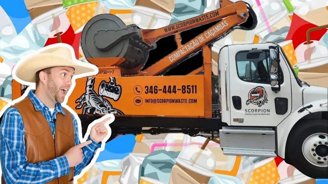 Tour do Caminhão Triturador Gigante com Cowboy Jack | Máquinas e Caminhões Incríveis para Crianças