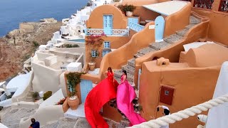 Santorini Greece | Windy day in OIA | HDR 4K walking tour