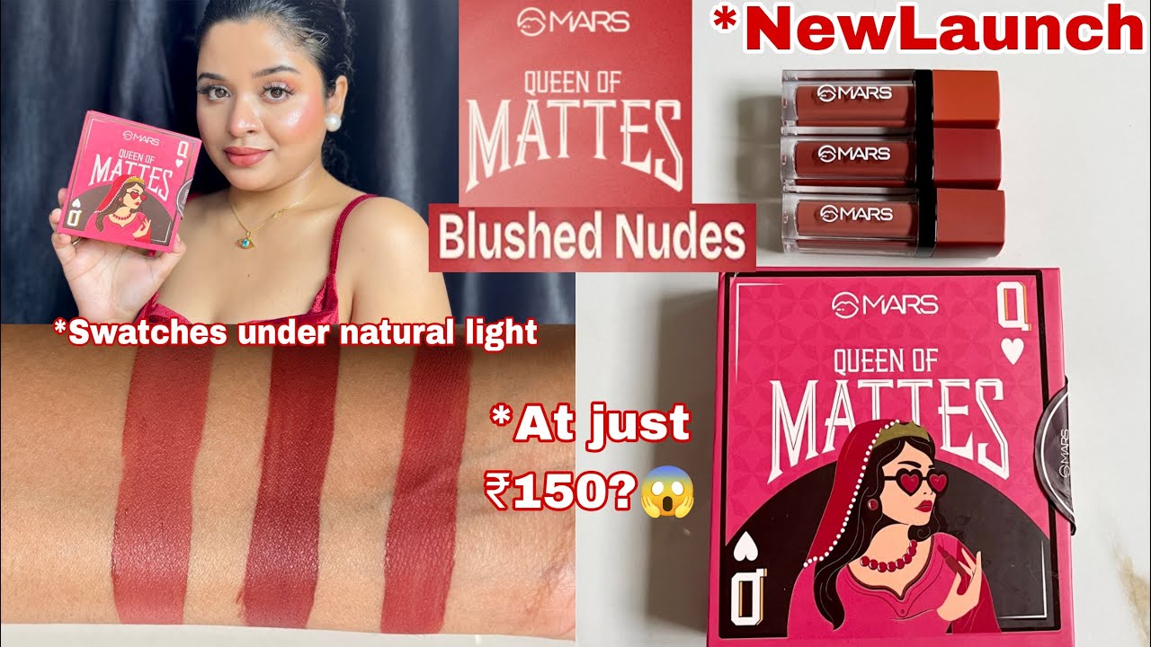 *NEW Mars Cosmetics Queen Of Mattes Lipstick Set Blushed Nudes Swatches & Honest Review , Wear Test
