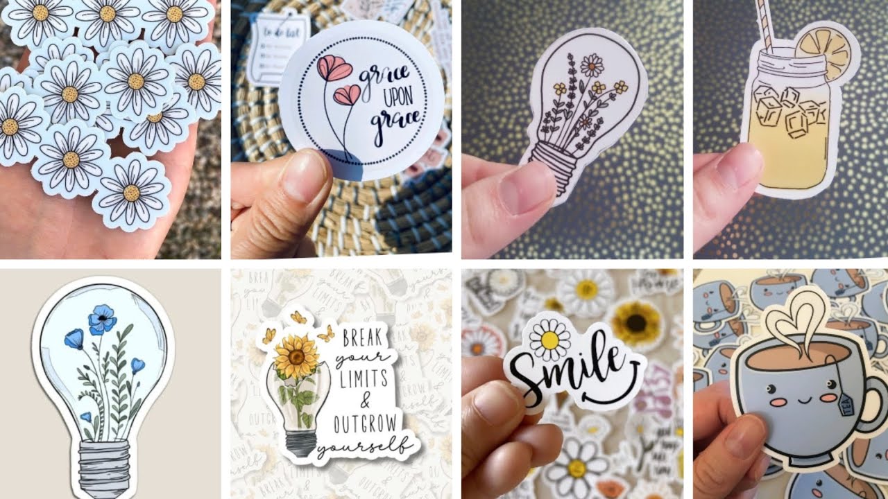 cute stickers making ideas|| aesthetic sticker making || #stickers # ...