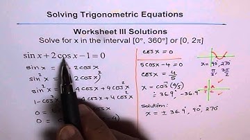 Trigonometric Equations Worksheet 3 Solutions Q4 - EDEXCEL - GCSE - SAT