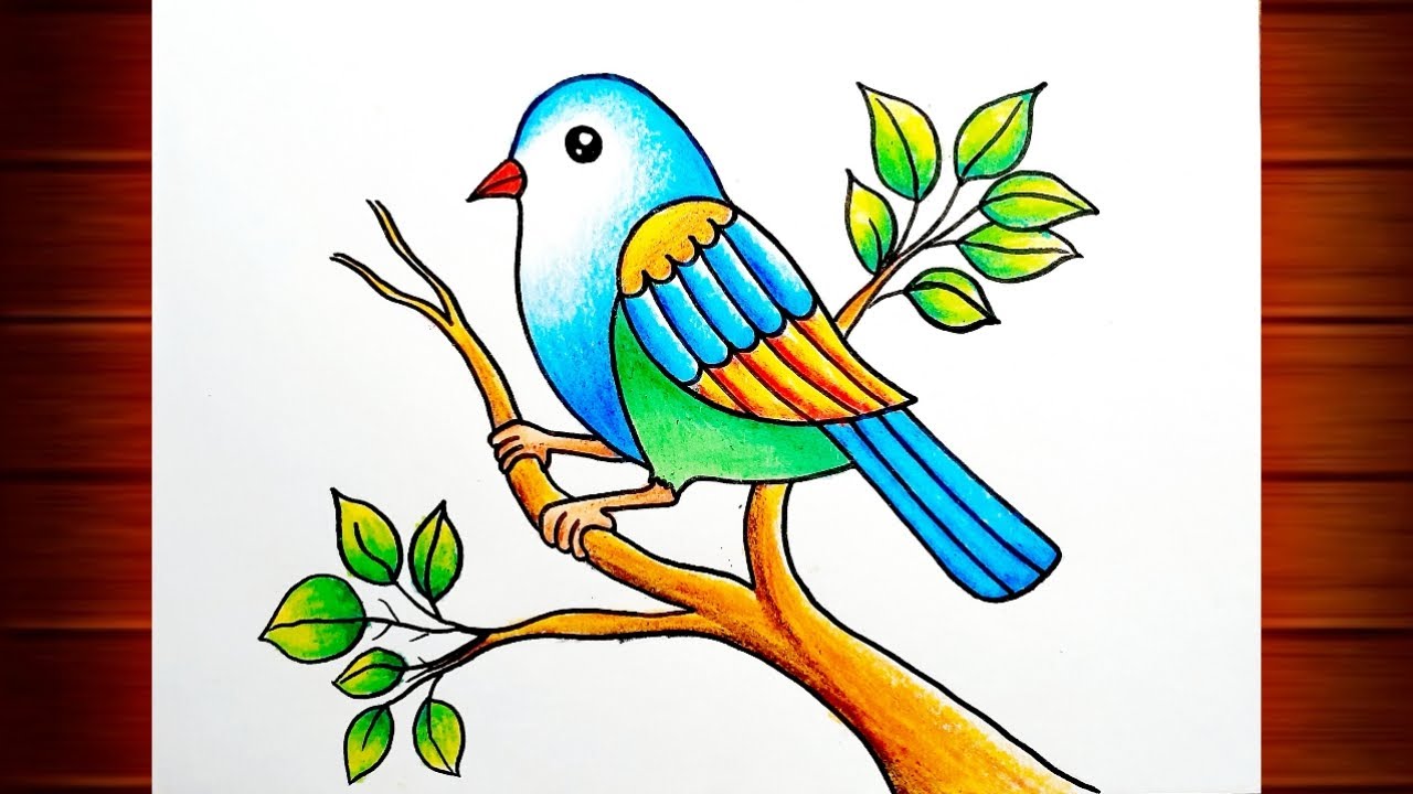 Premium Photo | Watercolor drawing of a beautiful bird on a tree branch