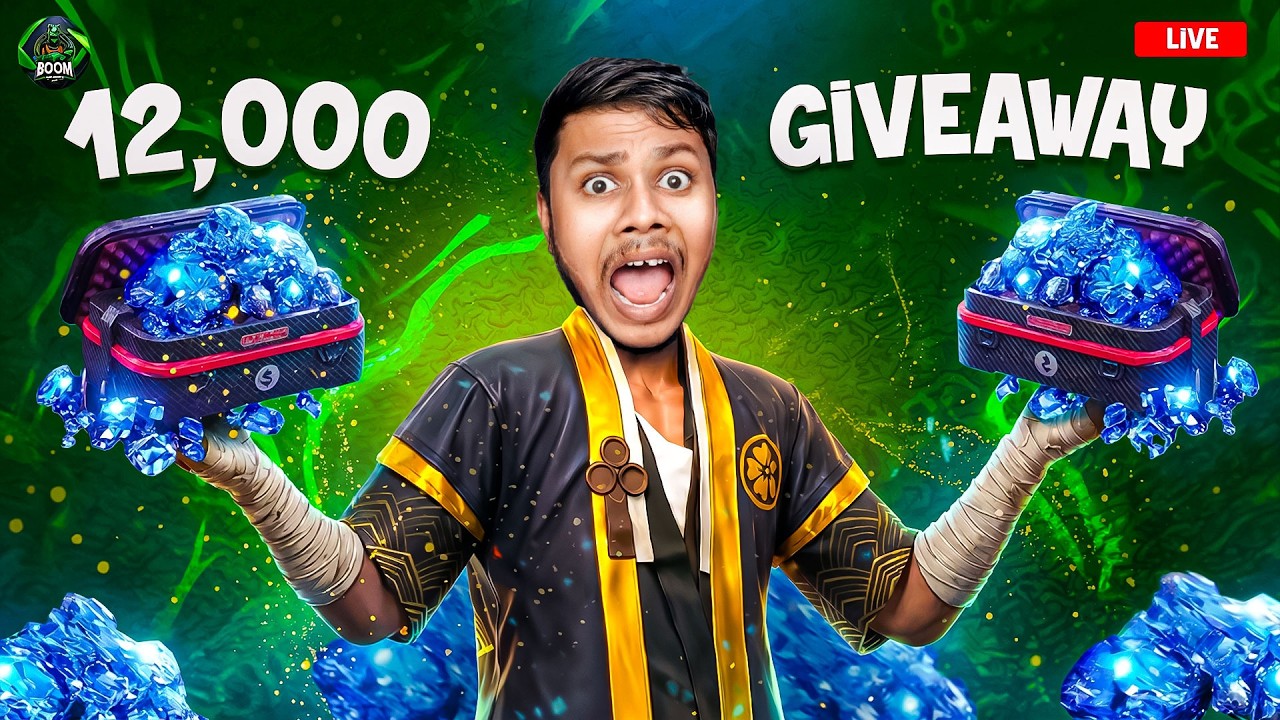 12000+ ডায়মন্ড giveaway FREE FIRE || FREE FIRE NEW LIVE BANGLA || BOOM GAMING LIVE