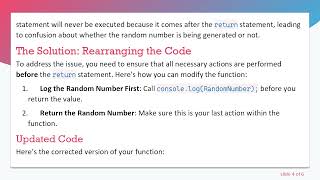 How to Fix the Return Statement Issue in JavaScript to Get a Random Number