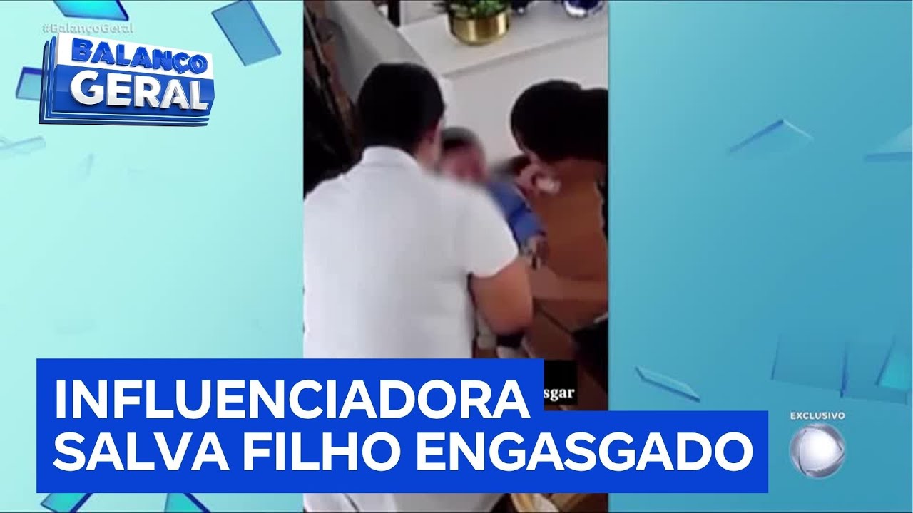 Influenciadora faz manobra correta e consegue salvar filho de 8 meses que estava engasgado