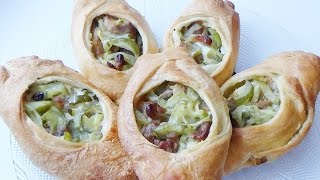 Лодочки из слоеного теста с мясом и картофелем