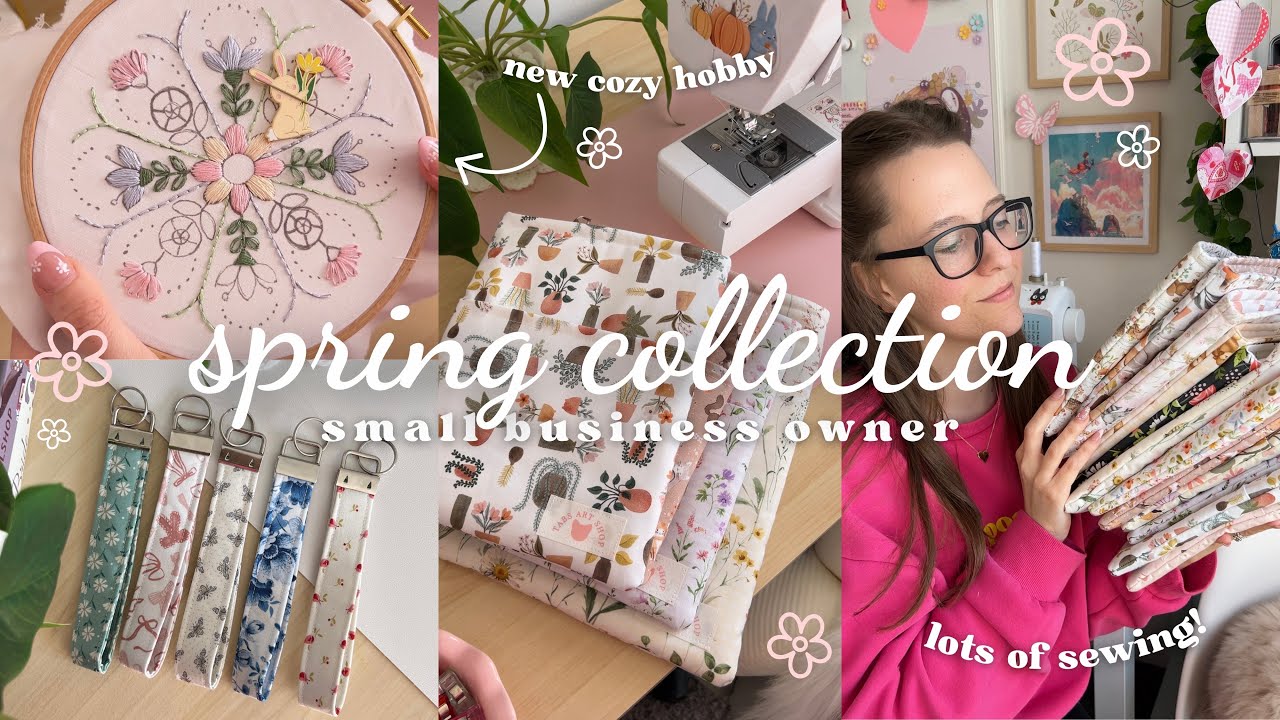 Creating Spring Collection 🌷🧵 sewing book sleeves, wristlets, & lots of cute Spring fabrics!