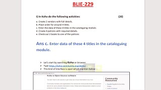 #IGNOU| BLIE-229 | Enter data of 4 titles in cataloguing module | PDF Solved Assignment | PDF 👇👇