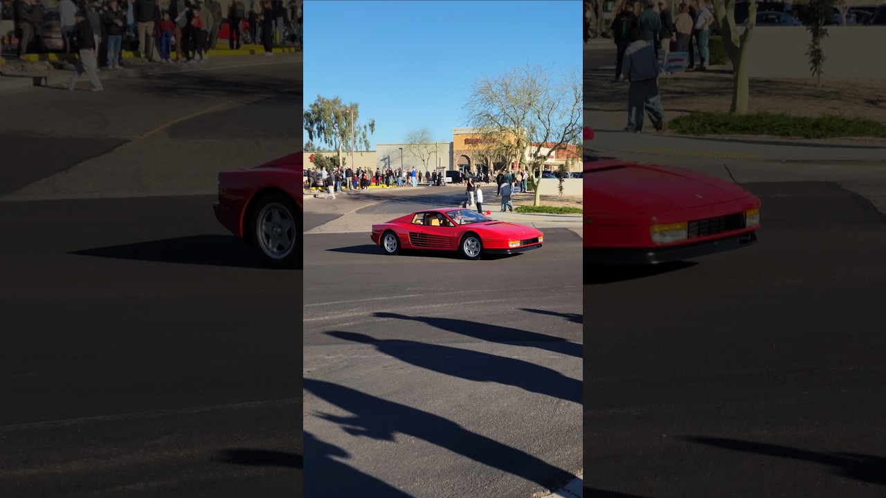 One more Ferrari Testarossa leaving cars and coffee but this one made some noise