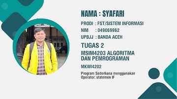 Program Sederhana menggunakan Operator statemen IF