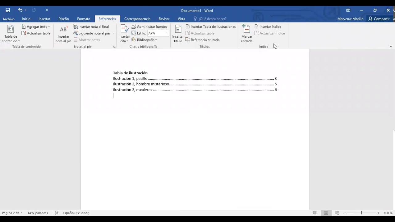 Tablas de ilustraciones en Word 2016 YouTube