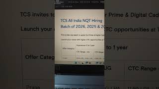 Tcs Biggest Nqt Hiring 2026 Is Live Batch 2024, 2025, 2026 Full Process Free Prep Material