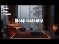 Heavy Rainfall Ambience with Piano Sleep Music and Warm Fireplace for Insomnia