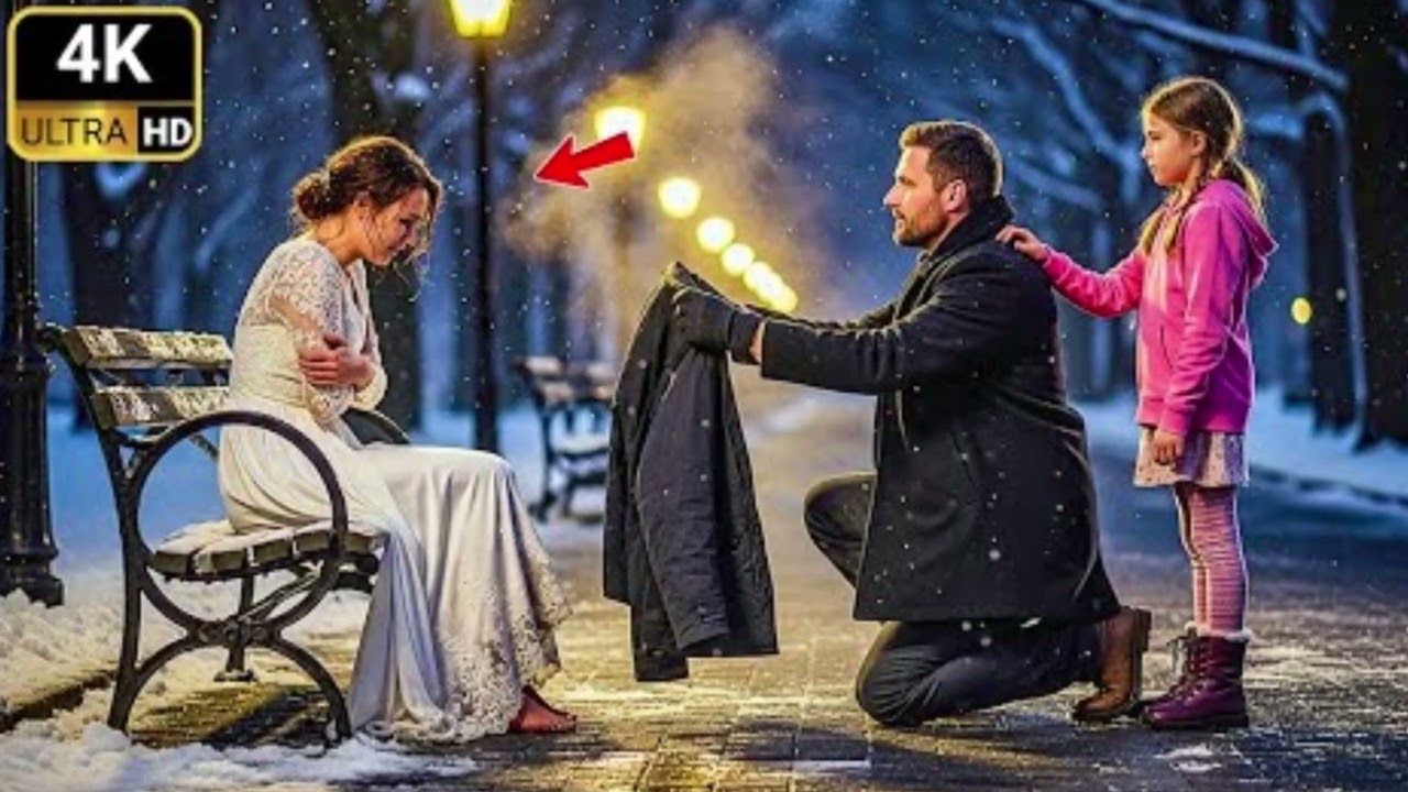 Alleenstaande vader bood zijn jas aan een bevende vrouw aan — zonder te weten dat zij een bruid was