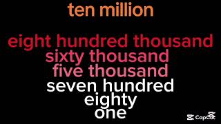0 to Trillion with Sound Effects Names