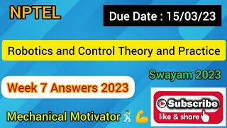 Robotics and Control Theory and Practice | Week 7 Quiz | Assignment 7 Solution | NPTEL | SWAYAM
