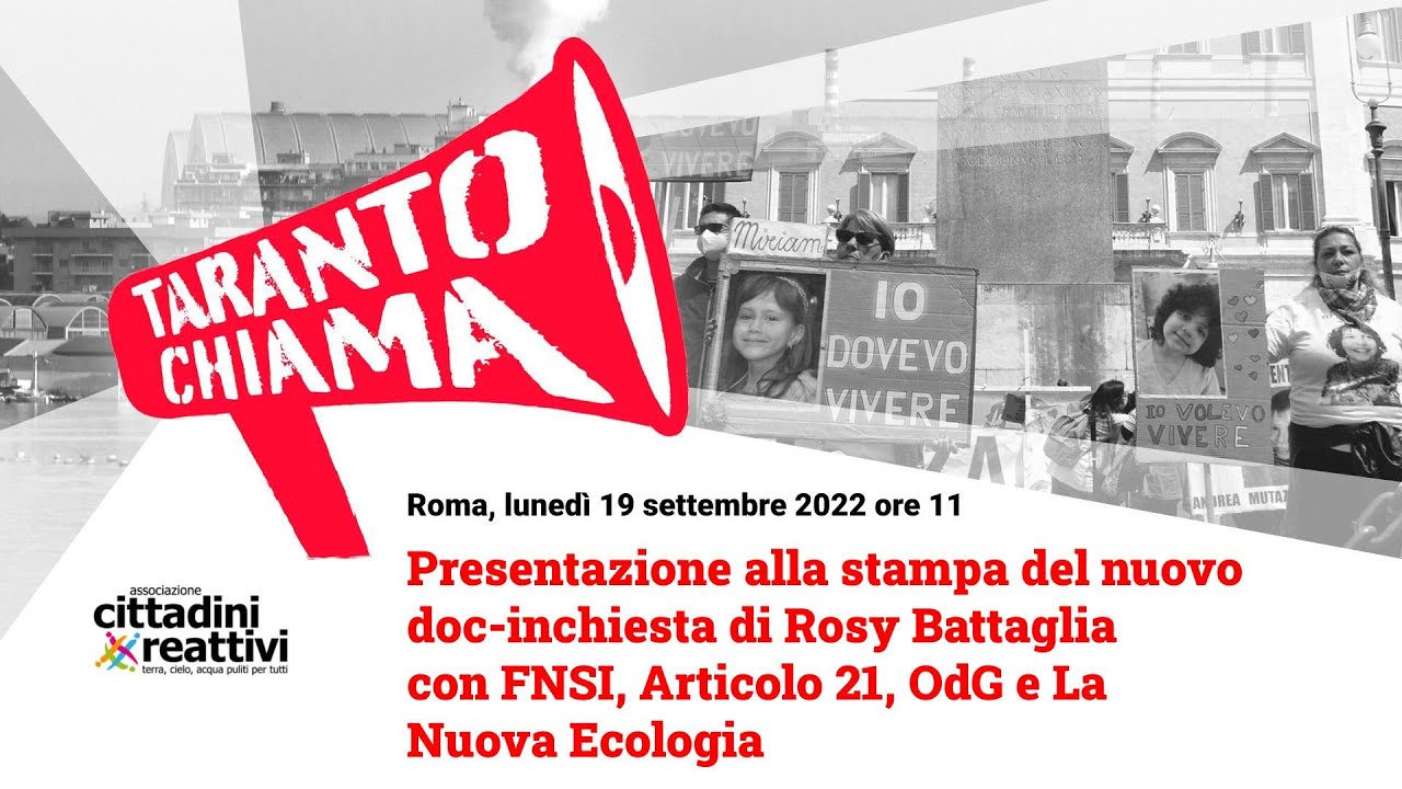 Taranto chiama: la conferenza stampa a Roma in FNSI con Articolo 21, OdG e La Nuova Ecologia