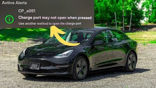 “Charge port may not open when pressed” warning in Tesla