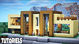 Minecraft How to build a modern wooden house tutorial