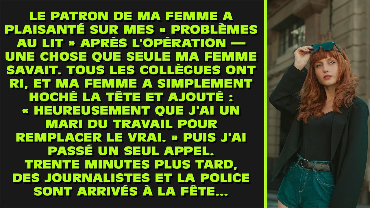 Le patron de ma femme a plaisanté sur mes « problèmes au lit » après mon opération : une chose que