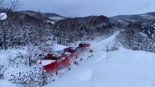 今冬も現役、ただし雪不足スタートの宗谷本線DE15ラッセル雪列車351レ Snowplow train,Soya line,Hokkaido,Japan