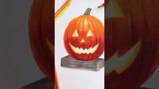 SPOOKY Colored Pencil Drawing  👻 #shorts #drawing #coloredpencil #pumpkin #drawingideas #buntstifte