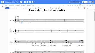 Consider the Lilies - Alto