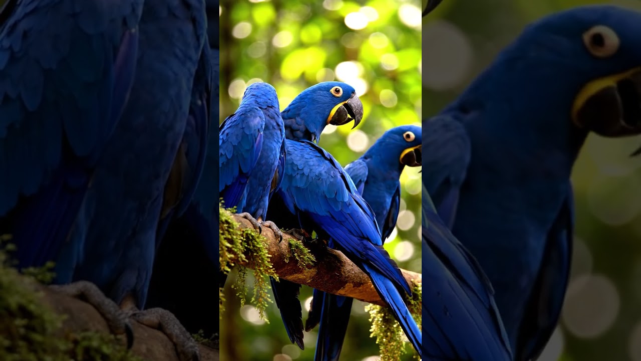 Tropical Harmony: Three Colorful Birds in the Wild