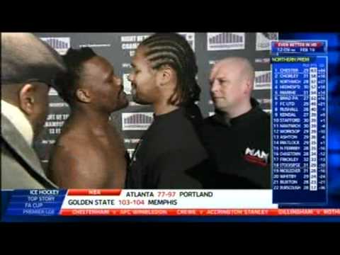 Dereck Chisora kisses Carl Baker during a staredown - YouTube.