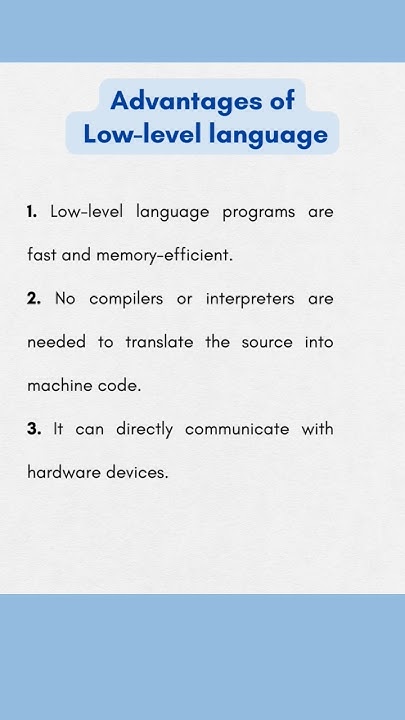 Advantages of Low Level Language | Computer Fundamental | - YouTube