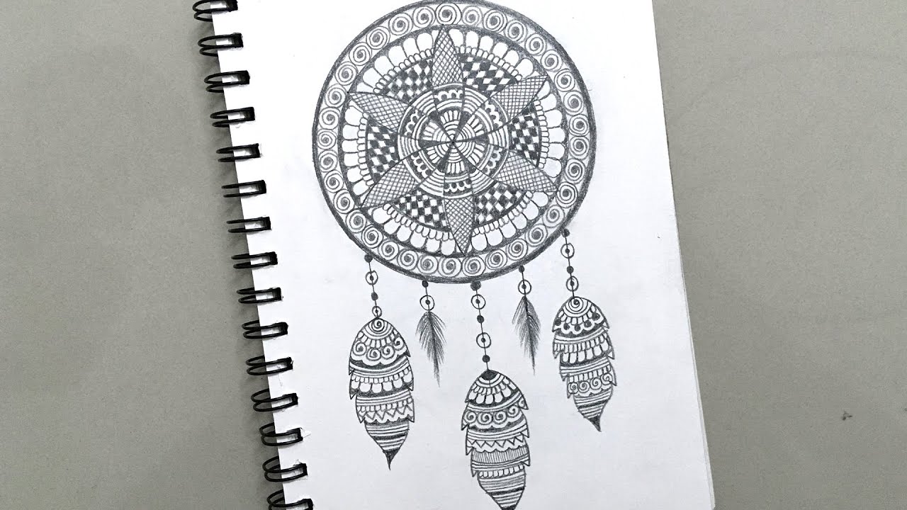How to Draw Dream Catcher Mandala Art Easy Mandala Drawing Step by