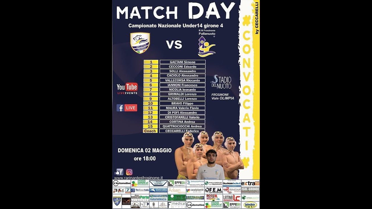 U14 BELLATOR - RARI NANTES FROSINONE (Campionato U14) ore 