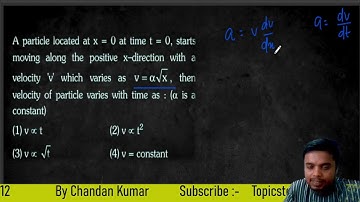 A particle located at x = 0 at time t = 0, starts moving along the positive x–direction
