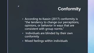 Conformity and Group Processing