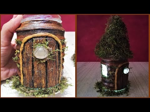 DIY Fairy house Lamp with moss