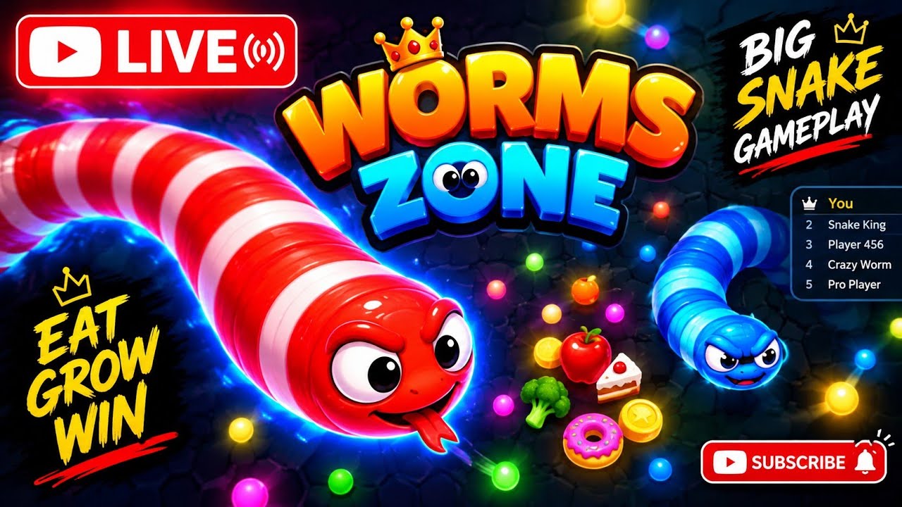 🔴 Worms Zone Live 🔥🐍 | Snake Game Live Gameplay | Big Worm Challenge ...