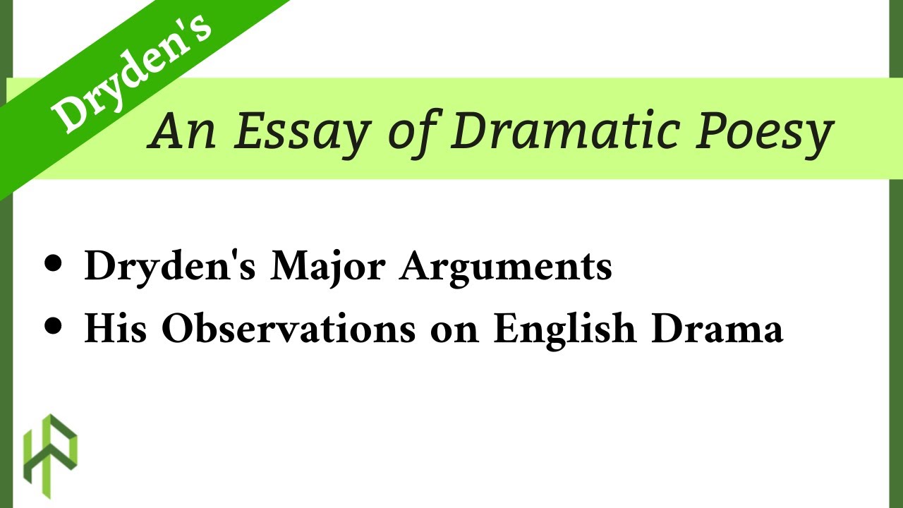critically evaluate essay on dramatic poesy