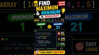Find Maximum & Minimum in JavaScript 🔥 | Array Interview Question | #8