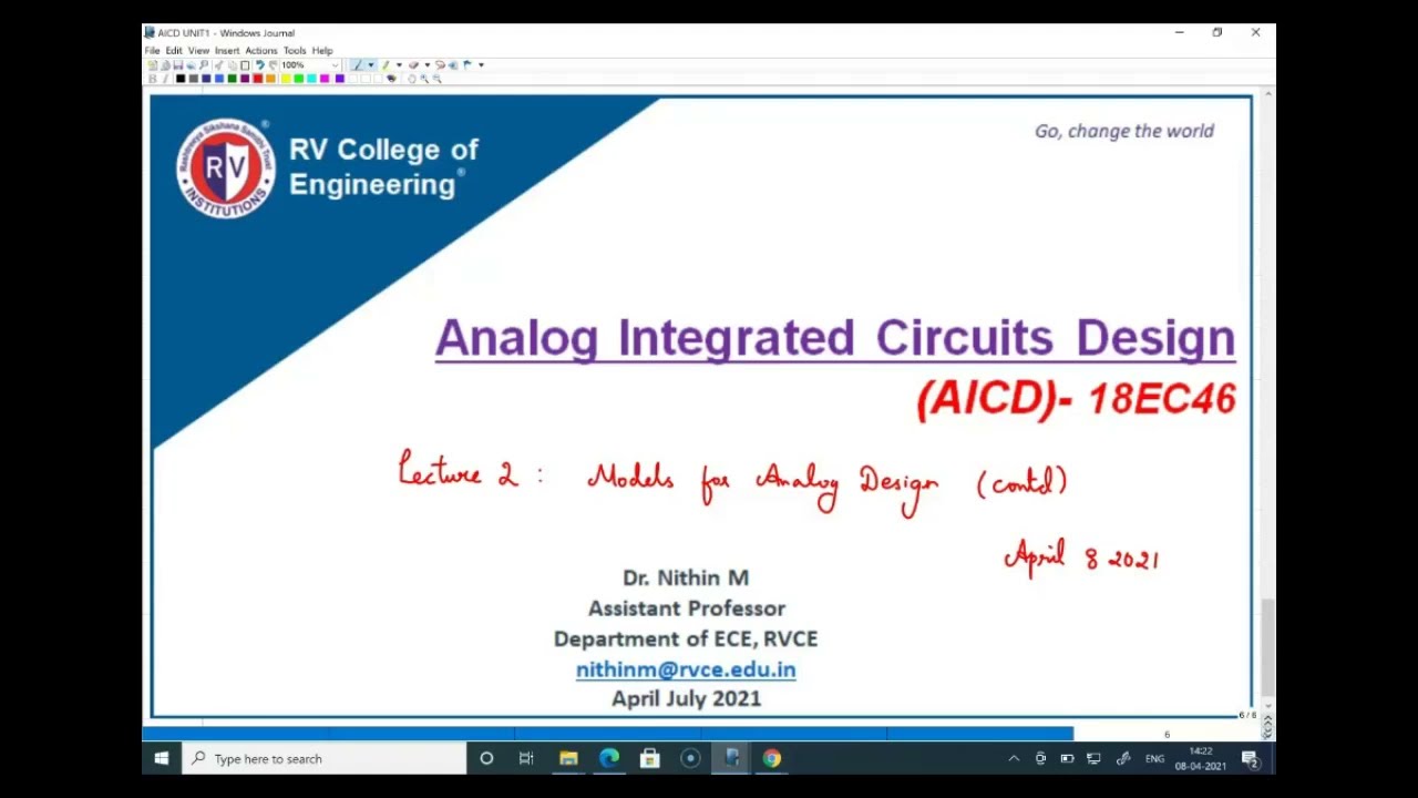 Lecture 2 Models for Analog Design using Ideal MOSFET | Unit 1