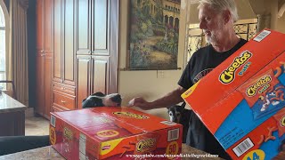 Funny Great Dane Runs Off & Opens Dad's Mega Box Of Cheeto Snacks
