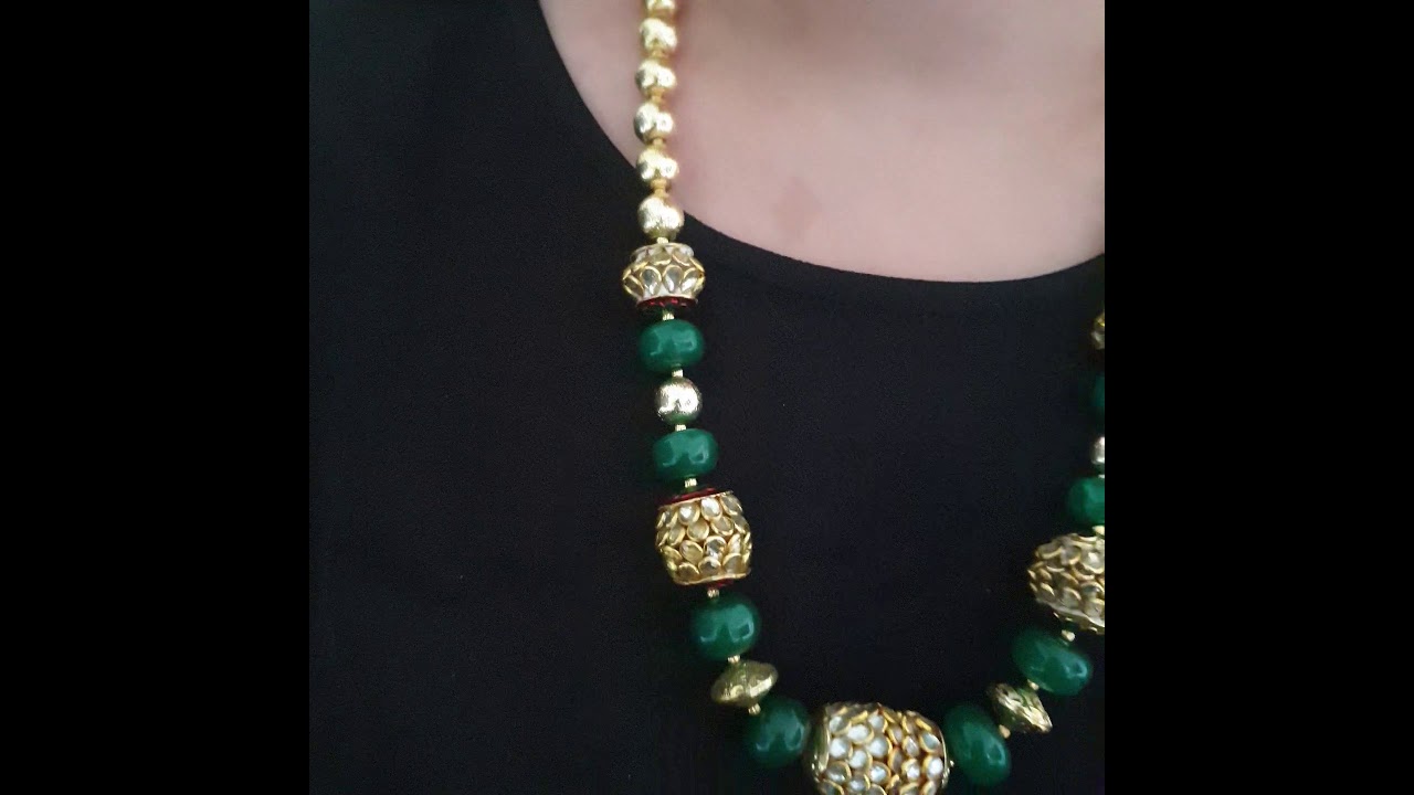 Gold Vermeil Pacchi Bead Stone Necklace | Jaipri | Ethnic Necklace | Designer Jewelry