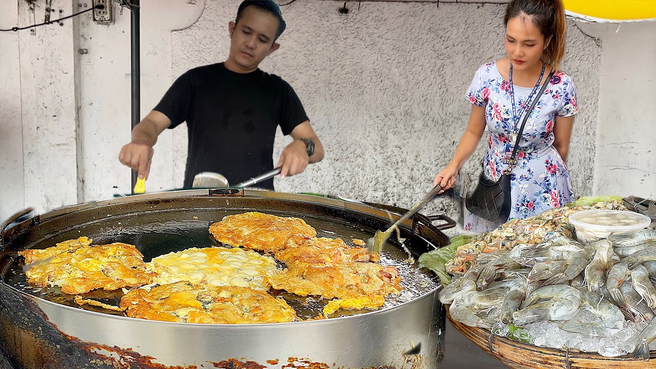 Amazing! Pad Thai & seafood omelette $1.5 cooked by Hard working father chef | Thai street food