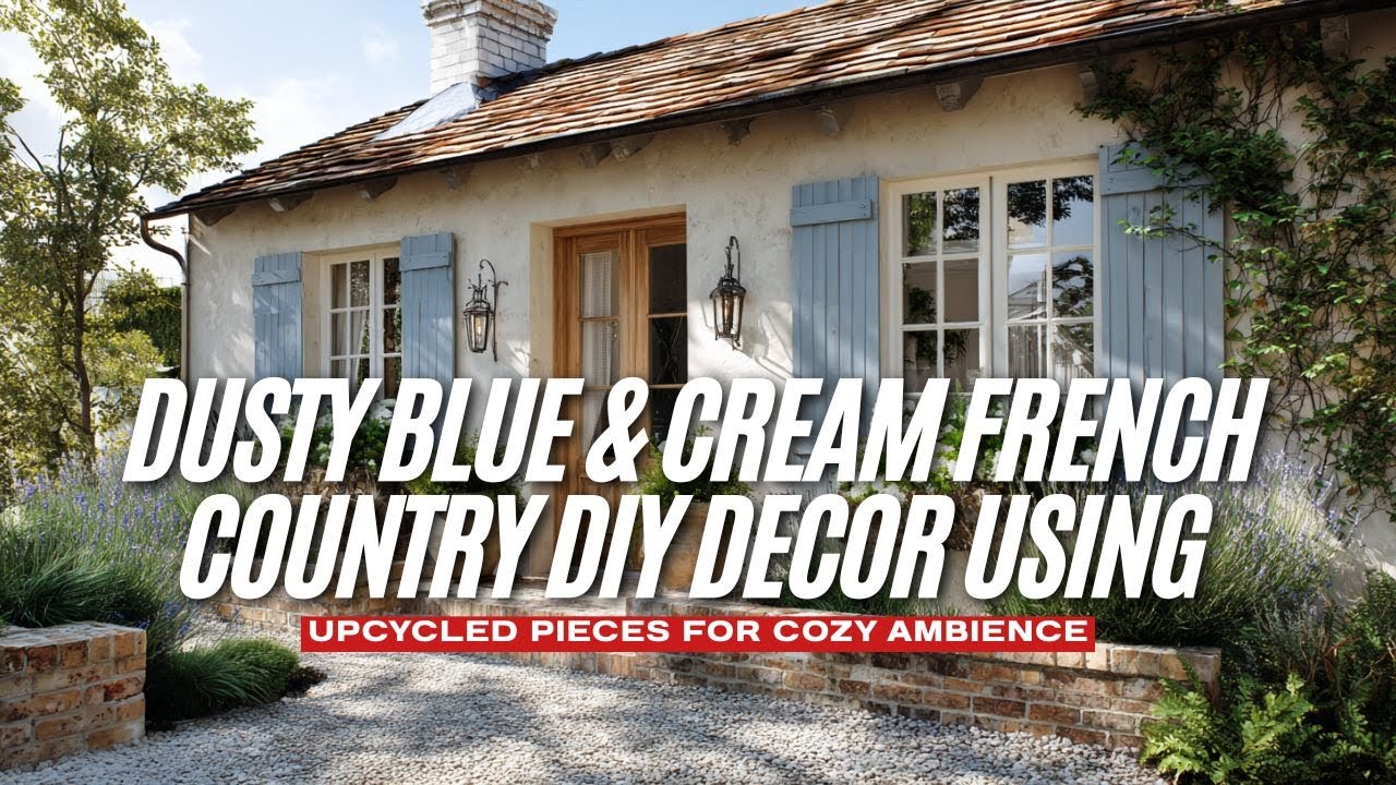 Dusty Blue & Cream French Country DIY Decor Using Upcycled Pieces for Cozy Ambience