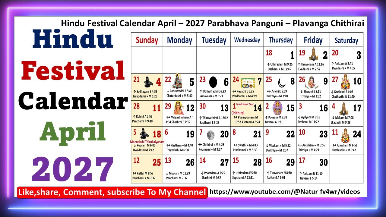 Hindu Festival Calendar April – 2027 || Parabhava Panguni – Plavanga Chithirai