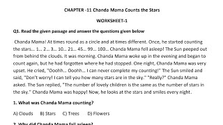 Chanda Mama Counts The Stars Worksheet|Chapter 11|Revision Practice worksheets|Class 3 |English