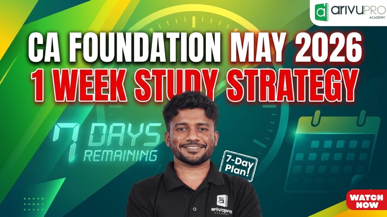 7 days Study Plan | CA Foundation May 2026 | Keep up the motivation ...
