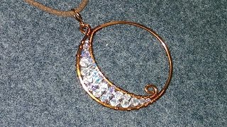Lunar eclipse pendant with sparkling crystal - DIY wire jewelry 187