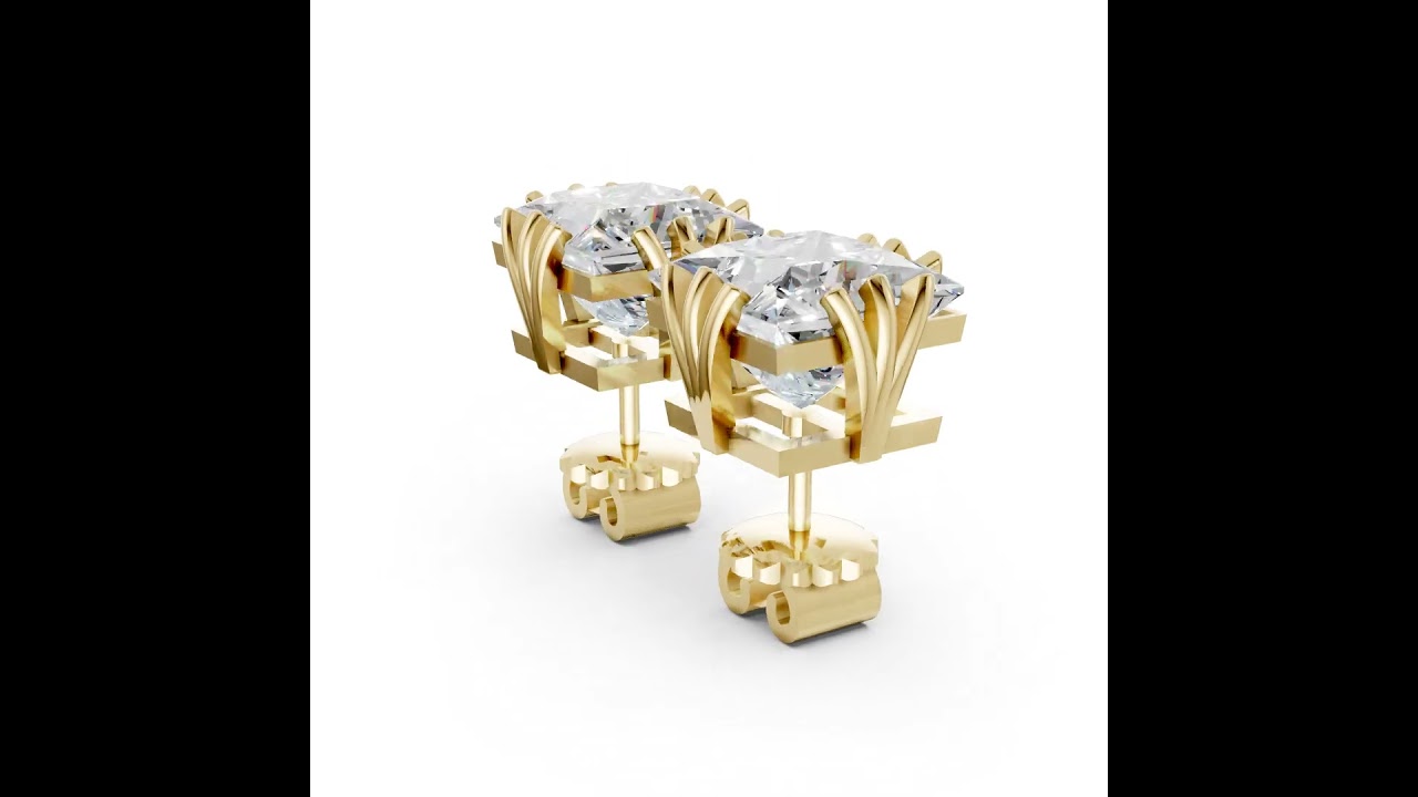 Princess Brilliant Lab Grown Diamond Stud Earrings